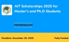 AIT Scholarships 2025 for Master's and Ph.D
